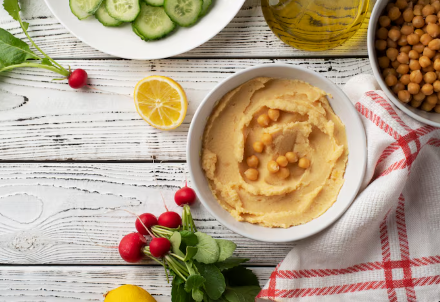 Fresh homemade hummus with chickpeas